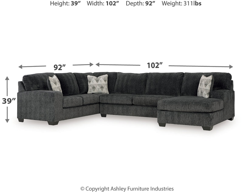Seccional Hollyview de 3 piezas con chaise longue