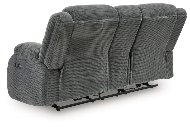 Sofá de dos plazas reclinable eléctrico Greely Bend con consola