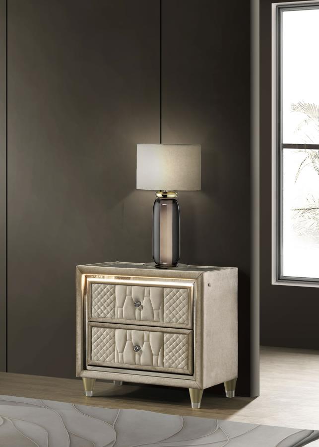 Lorient 2-drawer LED Nightstand with USB