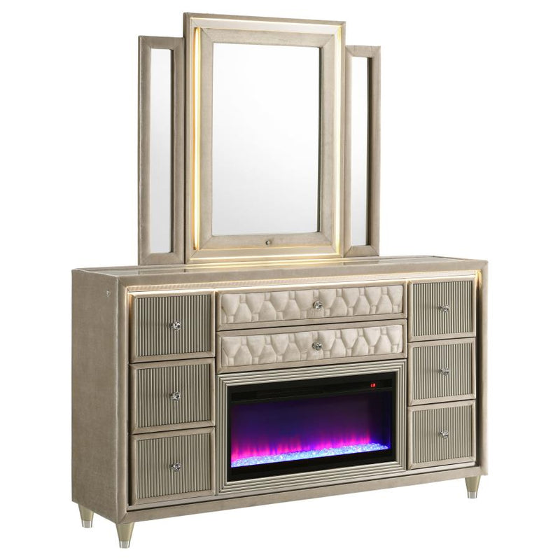 Lorient 8-drawer LED Flame Box Dresser