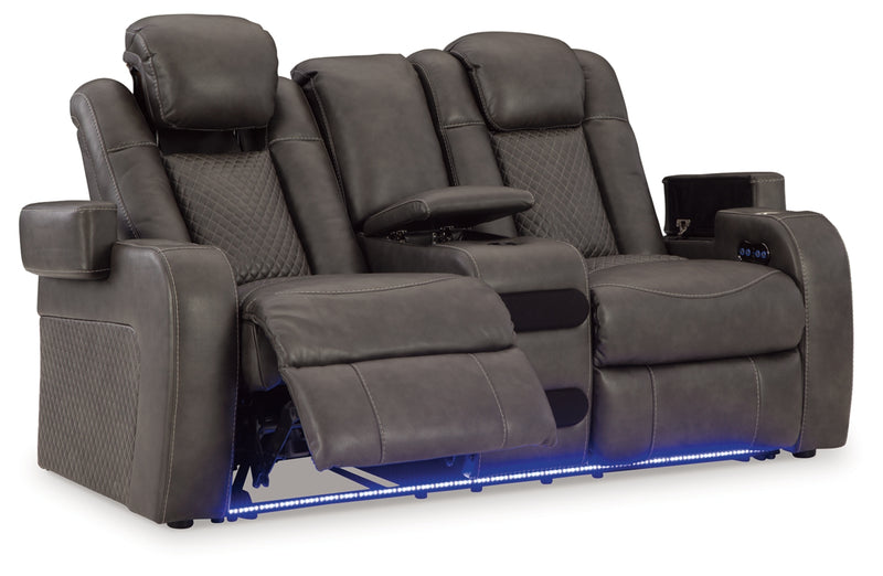 Fyne-Dyme Power Reclining Loveseat/Console/Adjustable Headrest