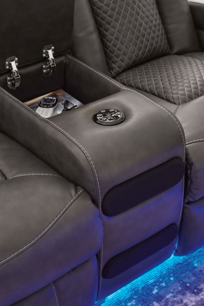 Fyne-Dyme Power Reclining Loveseat/Console/Adjustable Headrest