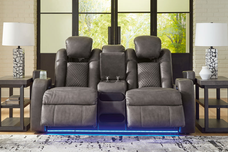 Fyne-Dyme Power Reclining Loveseat/Console/Adjustable Headrest