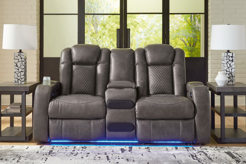 Fyne-Dyme Power Reclining Loveseat/Console/Adjustable Headrest
