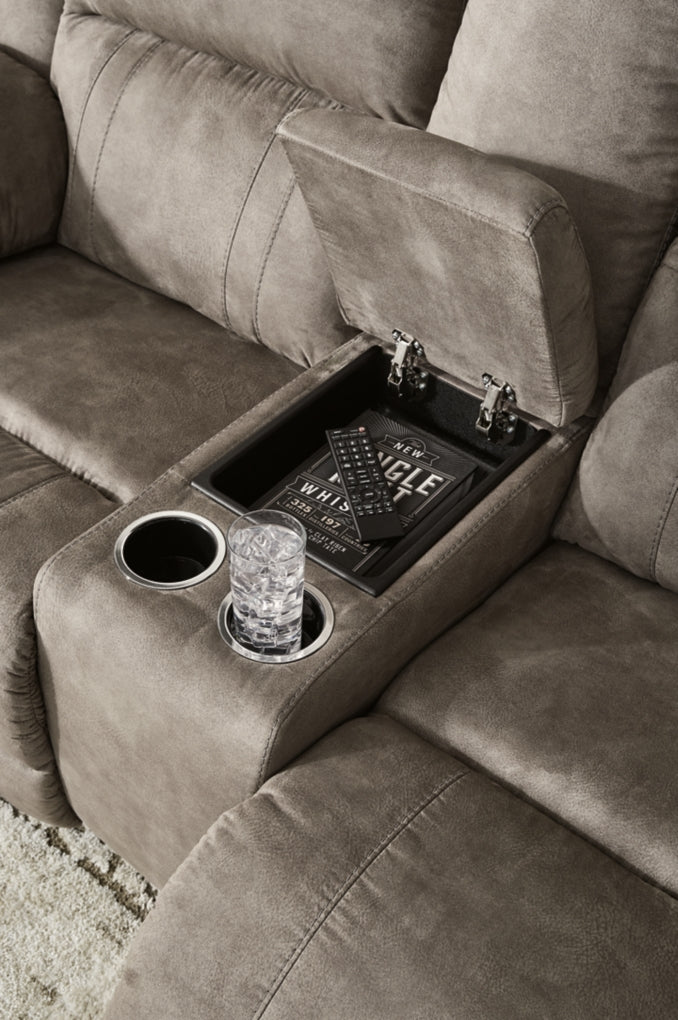 Sofá de dos plazas reclinable doble con consola Laresview