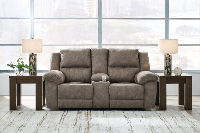 Sofá de dos plazas reclinable doble con consola Laresview