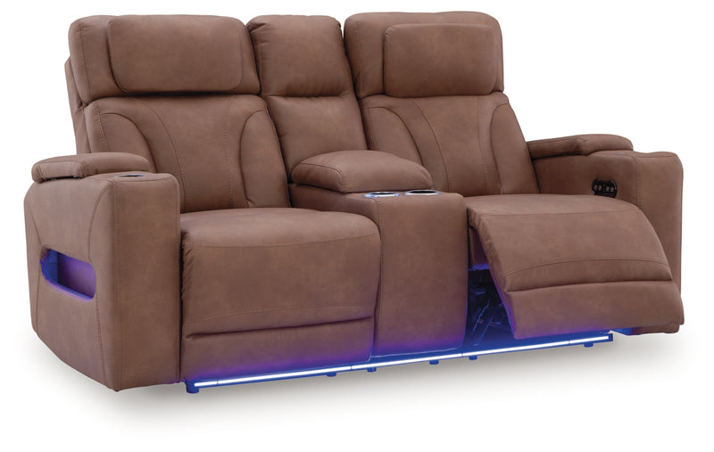Point Clear Power Reclining Loveseat/Console/Adjustable Headrest