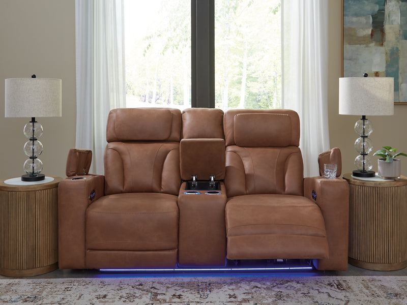 Point Clear Power Reclining Loveseat/Console/Adjustable Headrest