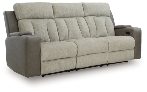 Stately Check Power Reclining Sofa with Adjustable Headrest