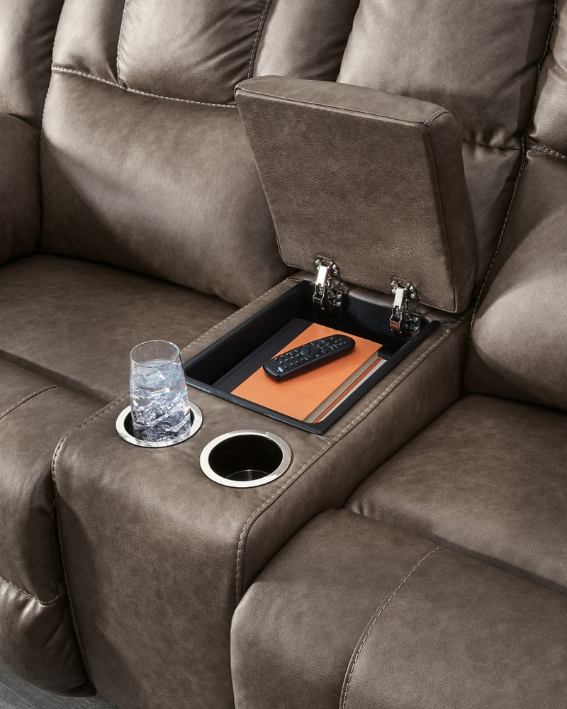 Sofá biplaza reclinable doble Knoxlee con consola