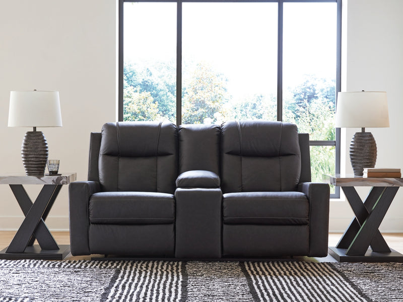Sofá reclinable biplaza Mackmenville con consola