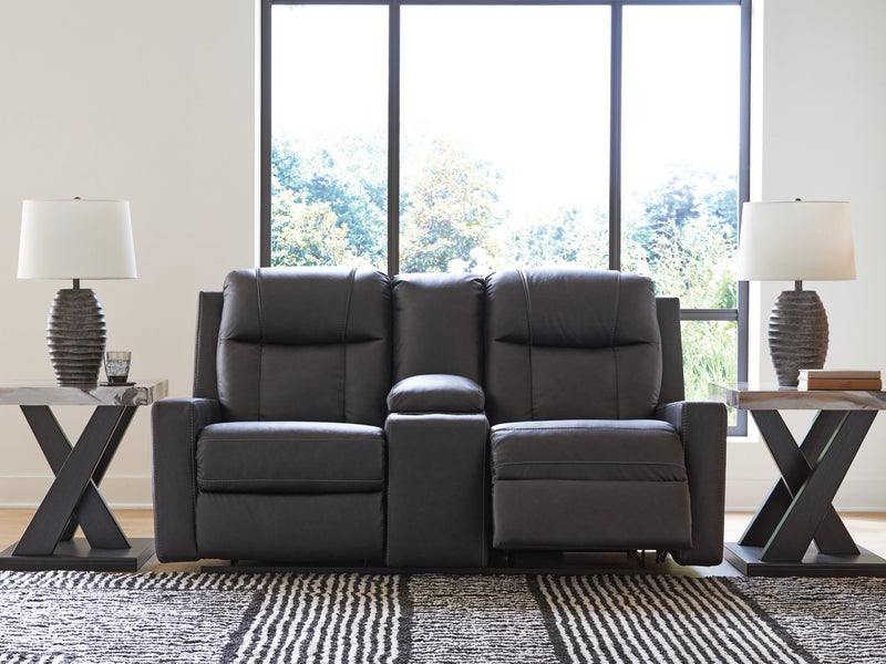 Sofá reclinable biplaza Mackmenville con consola