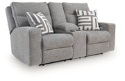 Biscoe Power Reclining Loveseat/Console/Adjustable Headrest
