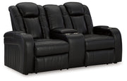 Caveman Den Power Reclining Loveseat/Console/Adjustable Headrest