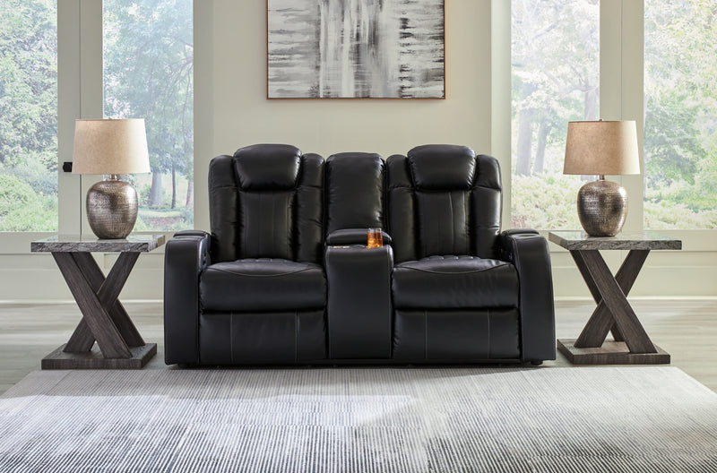 Caveman Den Power Reclining Loveseat/Console/Adjustable Headrest