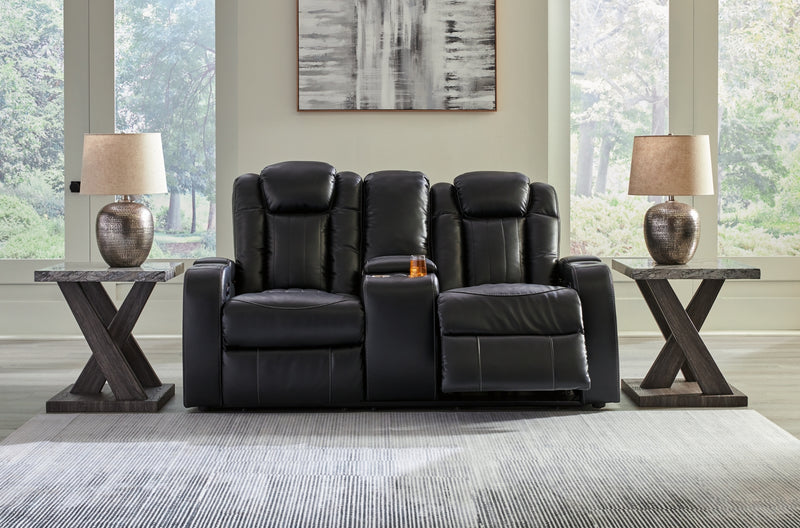 Caveman Den Power Reclining Loveseat/Console/Adjustable Headrest