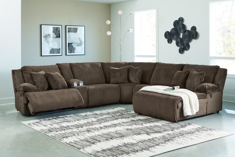 Seccional Reclinable de Primera Clase de 6 Piezas con Chaise