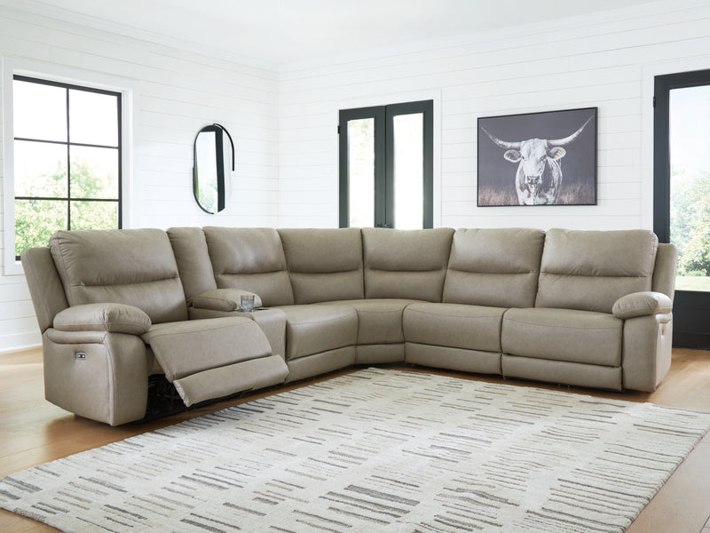 Seccional reclinable Brannigan de 6 piezas con consola de almacenamiento