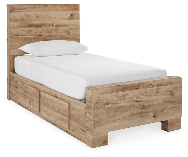 Cama Hyanna con panel y 2 cajones laterales de almacenamiento