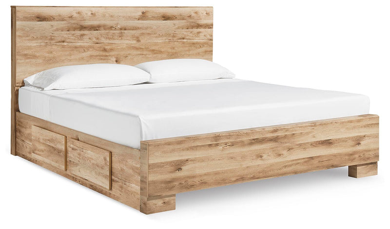 Cama Hyanna con panel y 2 cajones laterales de almacenamiento