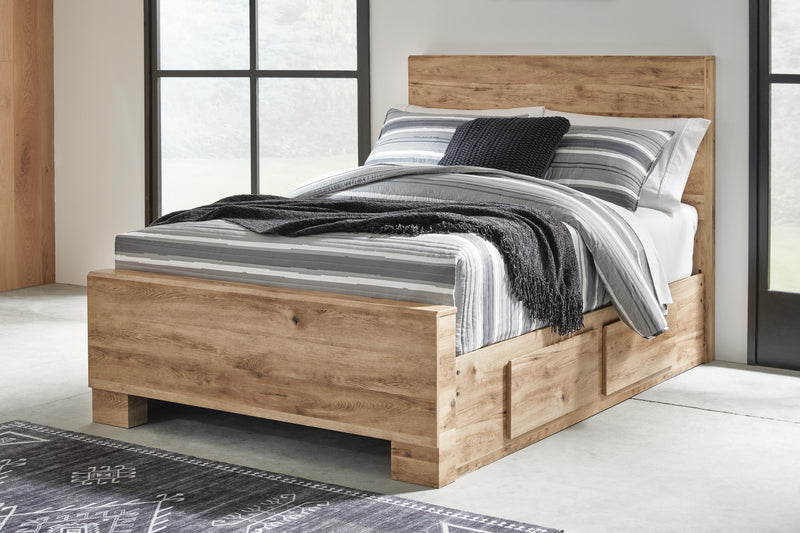 Cama Hyanna con panel y 2 cajones laterales de almacenamiento