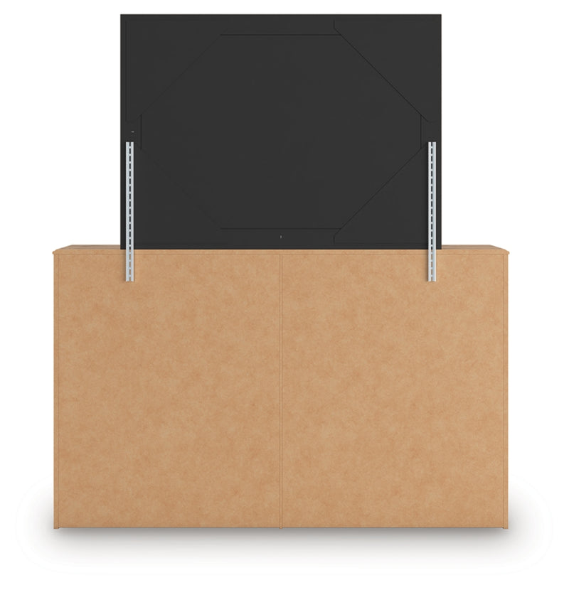 Cama de panel completo Aleaport con cómoda con espejo