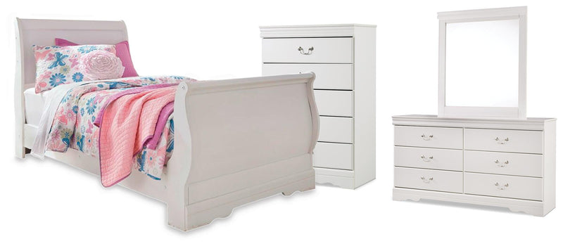 Juego de dormitorio con cama trineo Anarasia