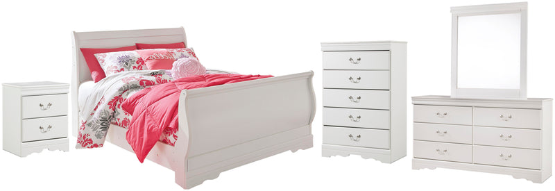 Juego de dormitorio con cama trineo Anarasia
