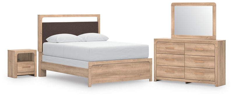Juego de dormitorio con cama de paneles tapizados Kinlanni