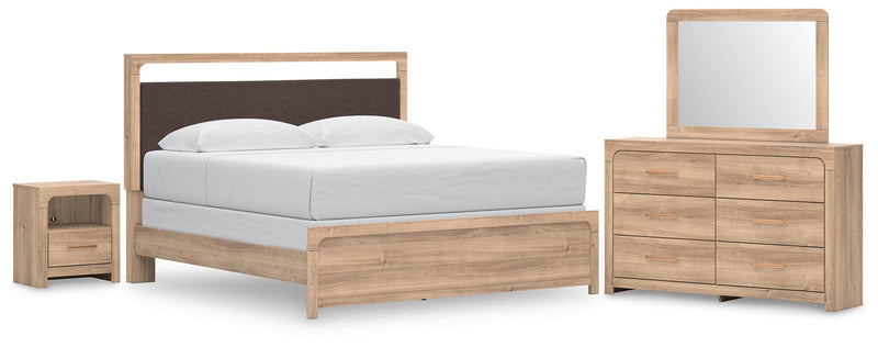 Juego de dormitorio con cama de paneles tapizados Kinlanni