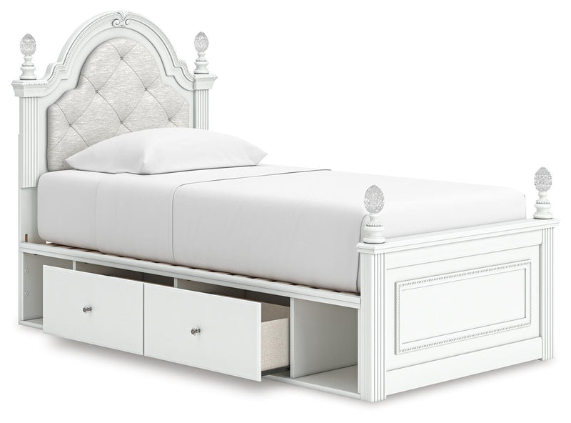 Juego de dormitorio con cama tapizada Kozlani con panel de almacenamiento