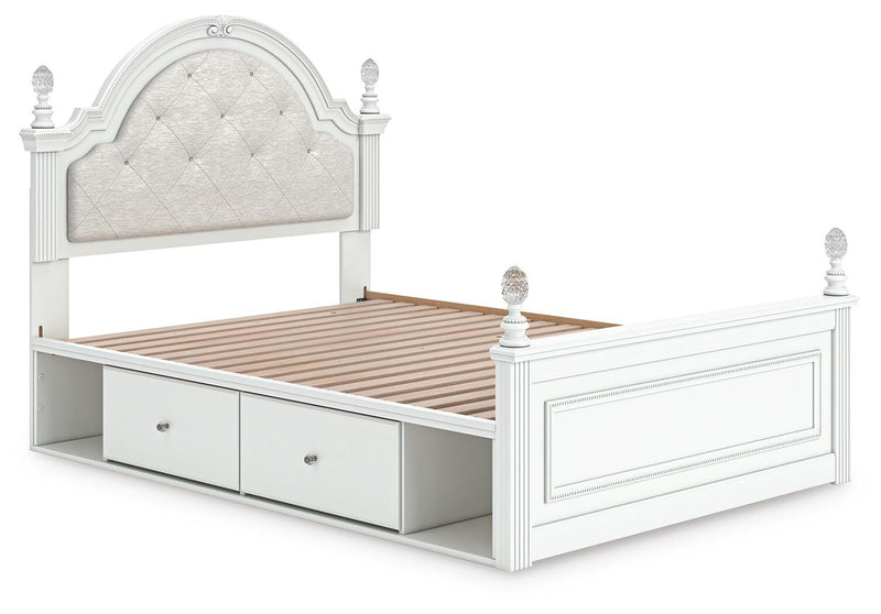 Juego de dormitorio con cama tapizada Kozlani con panel de almacenamiento