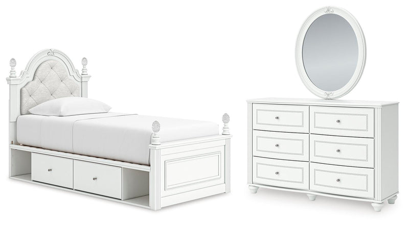 Juego de dormitorio con cama tapizada Kozlani con panel de almacenamiento