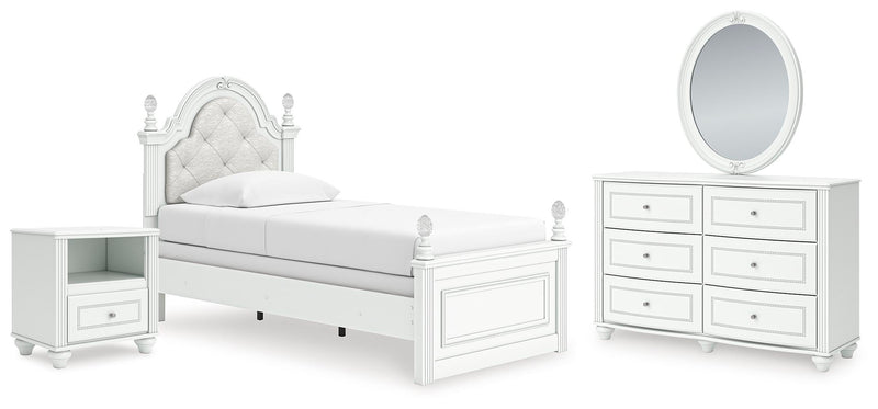 Juego de dormitorio de cama con panel tapizado Kozlani