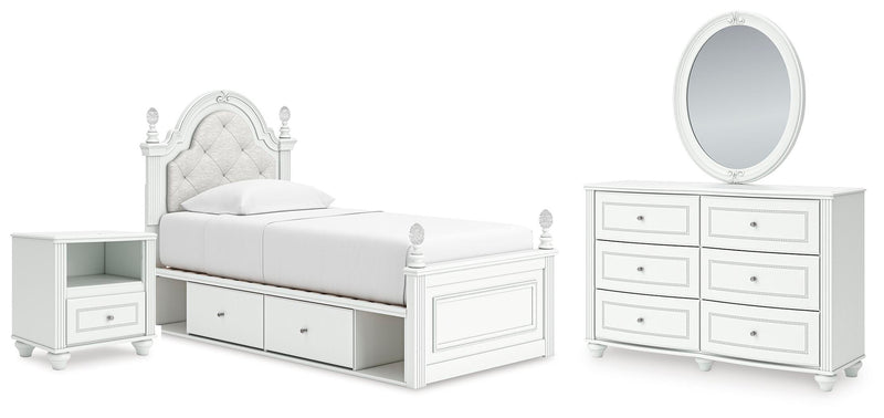 Juego de dormitorio con cama tapizada Kozlani con panel de almacenamiento