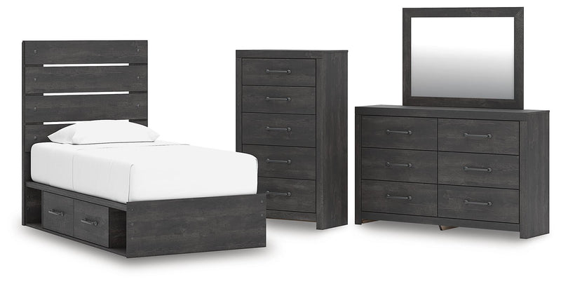 Juego de dormitorio con cama con paneles Hollivern