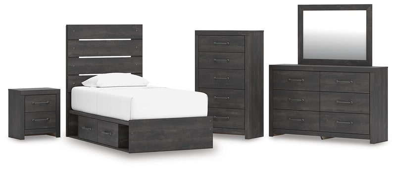 Juego de dormitorio con cama con paneles Hollivern