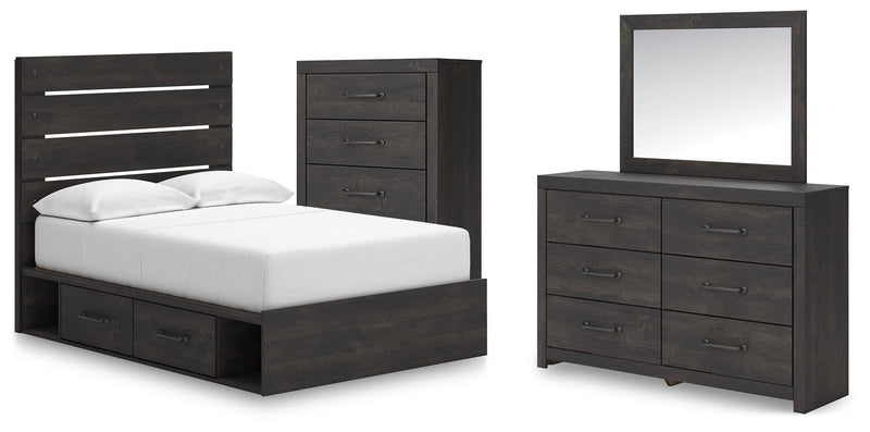Juego de dormitorio con cama con paneles Hollivern