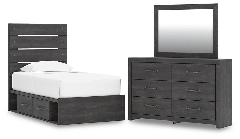 Juego de dormitorio con cama con paneles Hollivern