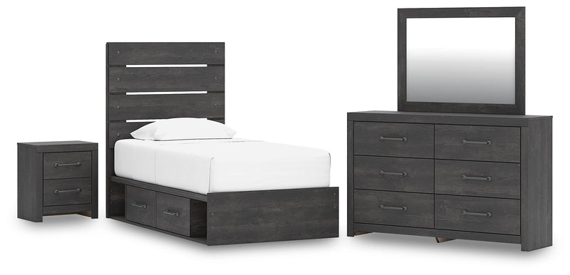 Juego de dormitorio con cama con paneles Hollivern