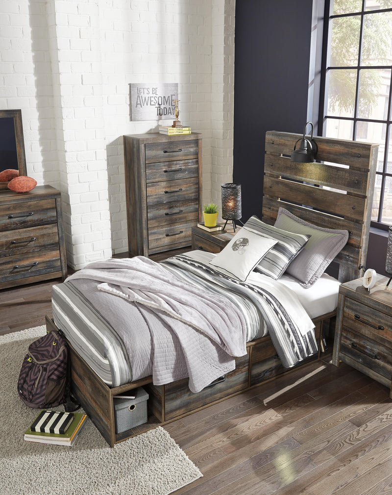 Cama con paneles Drystan con 2 cajones de almacenamiento