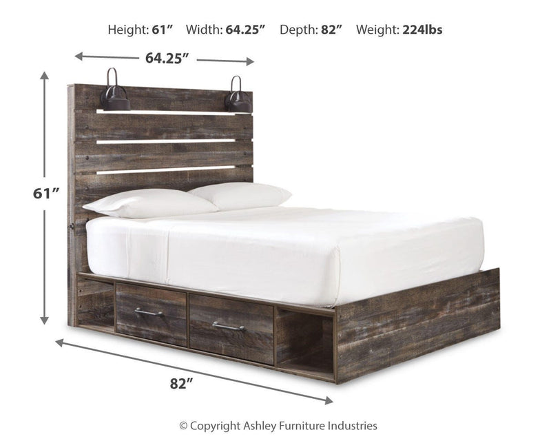 Cama con paneles Drystan con 2 cajones de almacenamiento