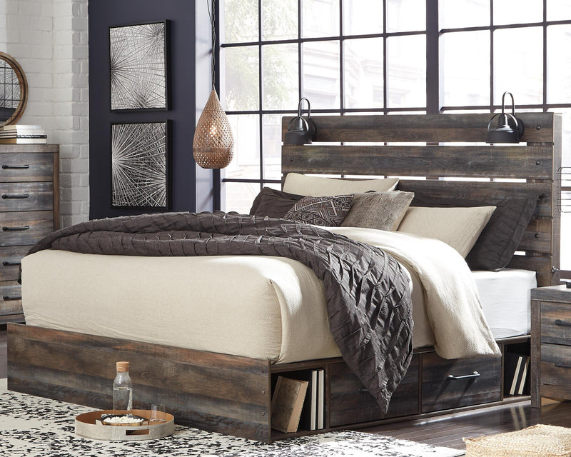 Cama con paneles Drystan con 2 cajones de almacenamiento
