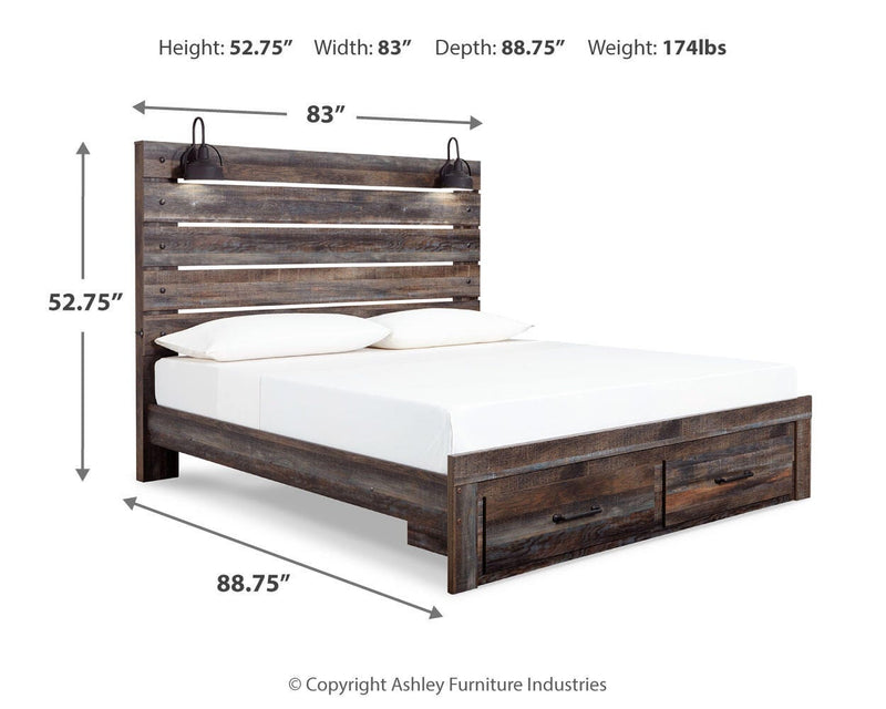 Cama con paneles Drystan con 2 cajones de almacenamiento