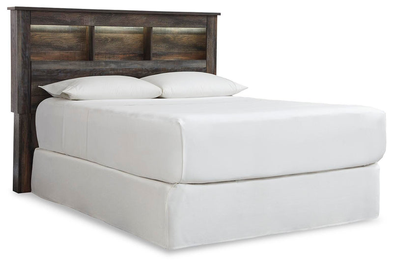 Drystan: set de dormitorio con cabecero de estantería