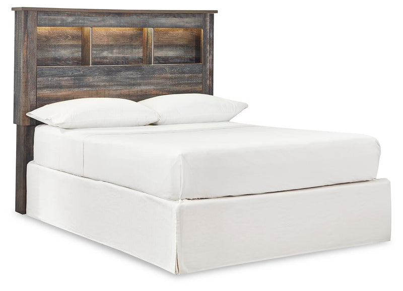 Drystan: set de dormitorio con cabecero de estantería