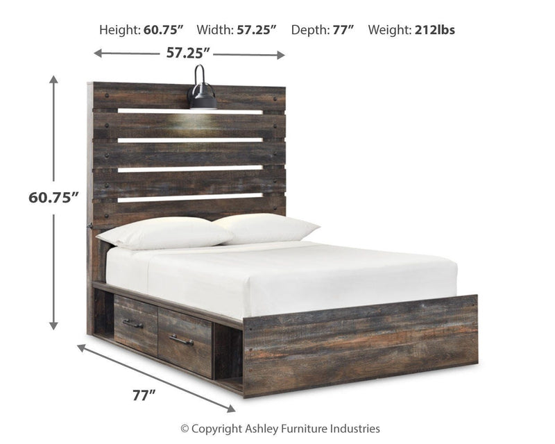Cama con paneles Drystan con 2 cajones de almacenamiento