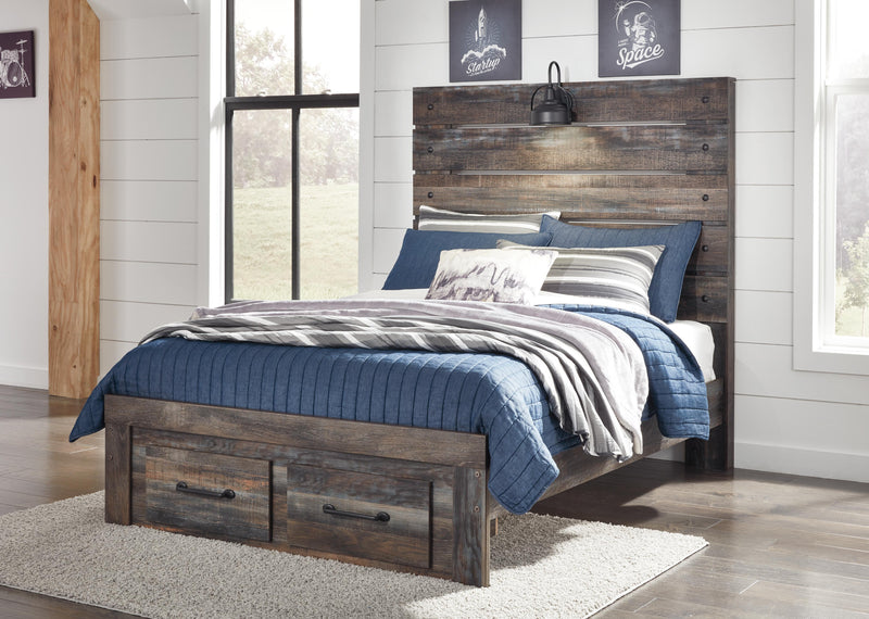 Cama con paneles Drystan con 2 cajones de almacenamiento