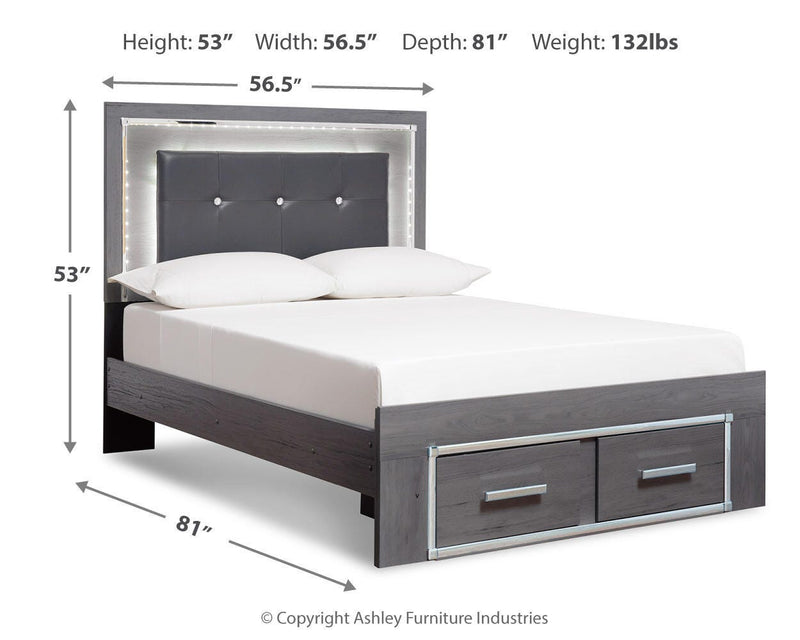 Lodanna Panel Bed with 2 Storage Drawers