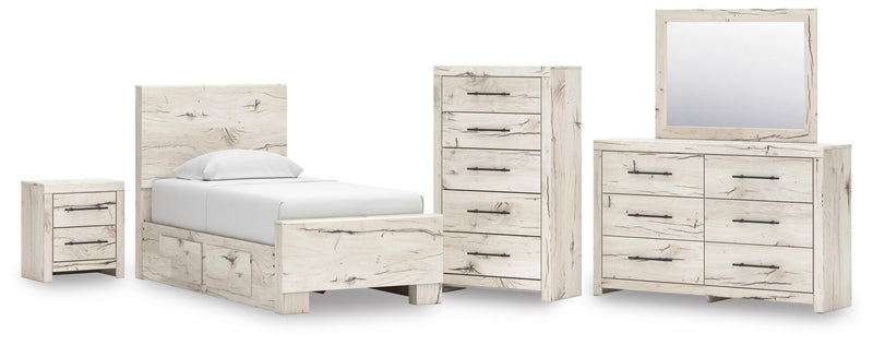 Dormitorio con cama de panel Lawroy